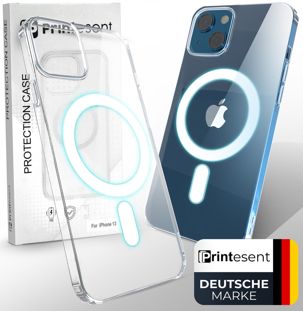 Printesent MagSafe Clear Case für iPhone 12–16 – Transparente Schutzhülle mit Magnetring