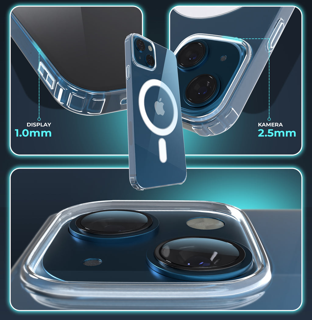 Printesent MagSafe Clear Case für iPhone 12–16 – Transparente Schutzhülle mit Magnetring